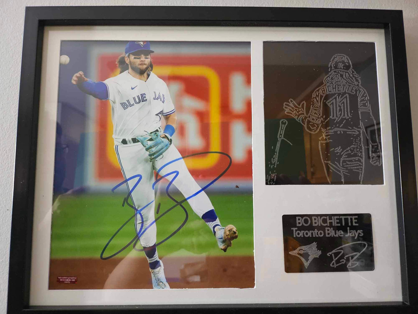 11x14 Framed MLB Player Bo Bichette Autographed Collectible With Custom Player Engraved plaque COA Included