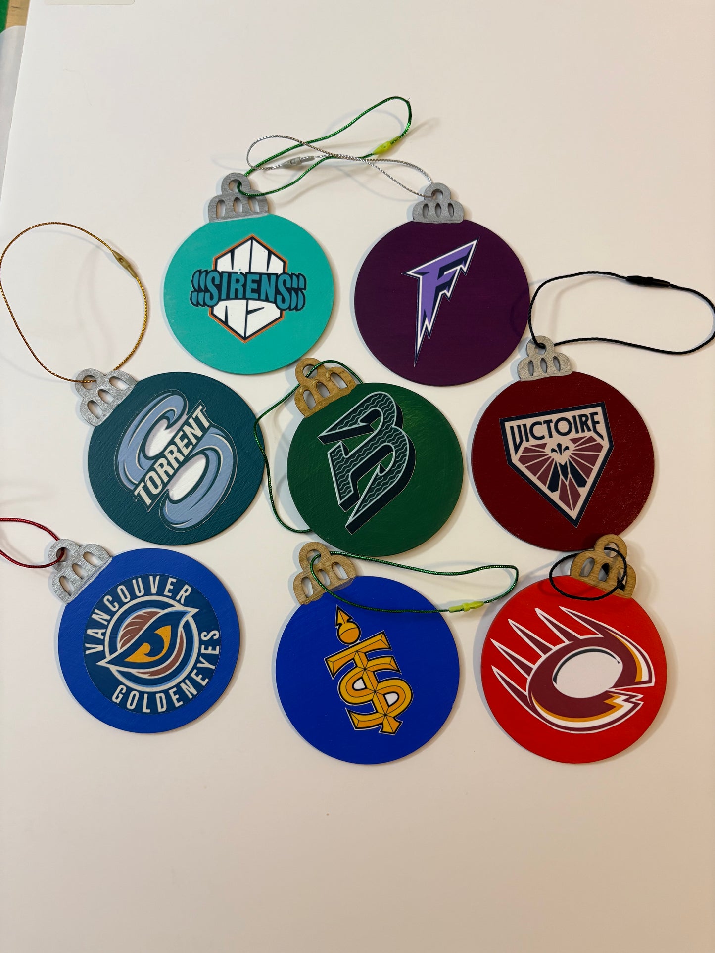 Hand-Painted PWHL Jersey Ornaments - Custom Team Colors with Vinyl Logos