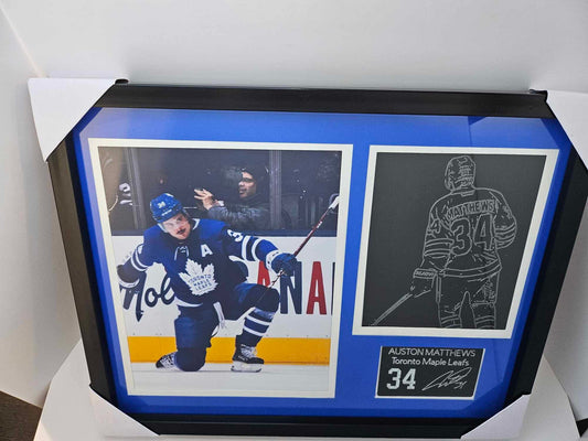 11x14 Framed NHL Player Auston Matthews Collectible With Custom Engraved Player Plaque