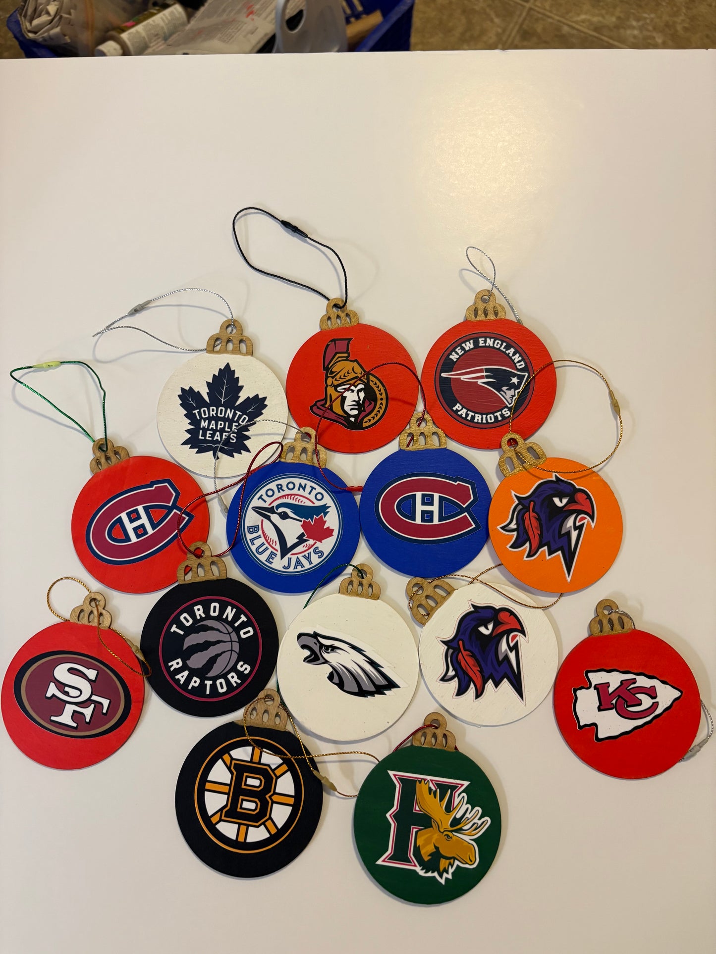 Hand-Painted Wooden Team Logo Ornament