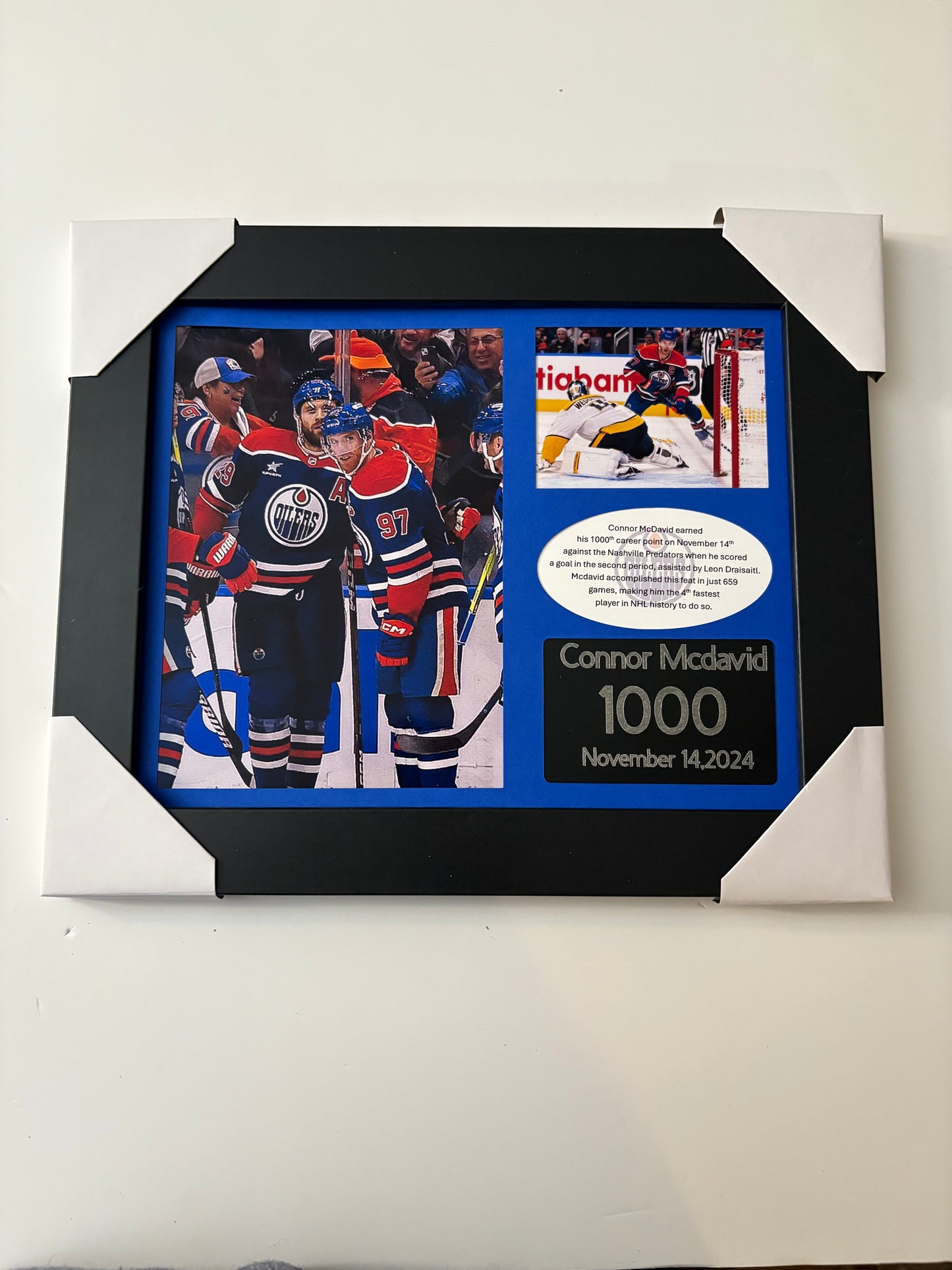 Connor McDavid 1000 Points Milestone - Hand-Crafted 8x10 Framed Collectible