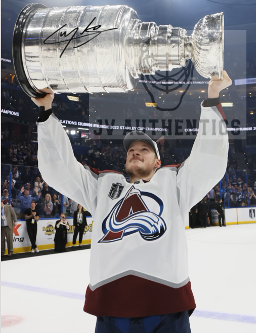 8x10 Cale Makar With Cup  Print with Facsimile Autograph
