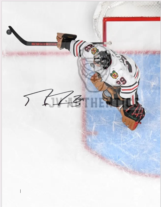 8x10  Marc Andre Fleury Black Hawks Player Print with Facsimile Autograph