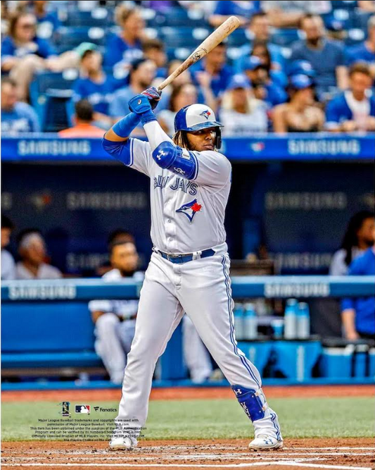 8x10 Guerrero Jr at Bat  reprint by SLB Authentics