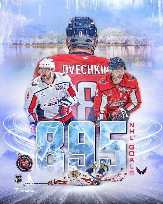 8x10 Alex Ovechkin Record Breaking Goal 895 Reprint  By SLB Authentics