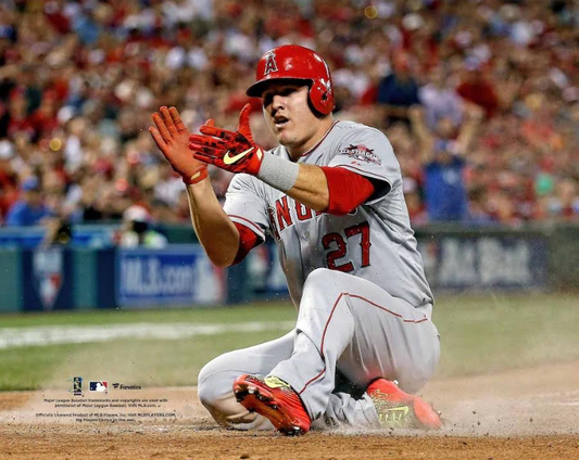 8x10 Los Angeles Angels Mike Trout  Action Shot Reprint by SLB Authentics
