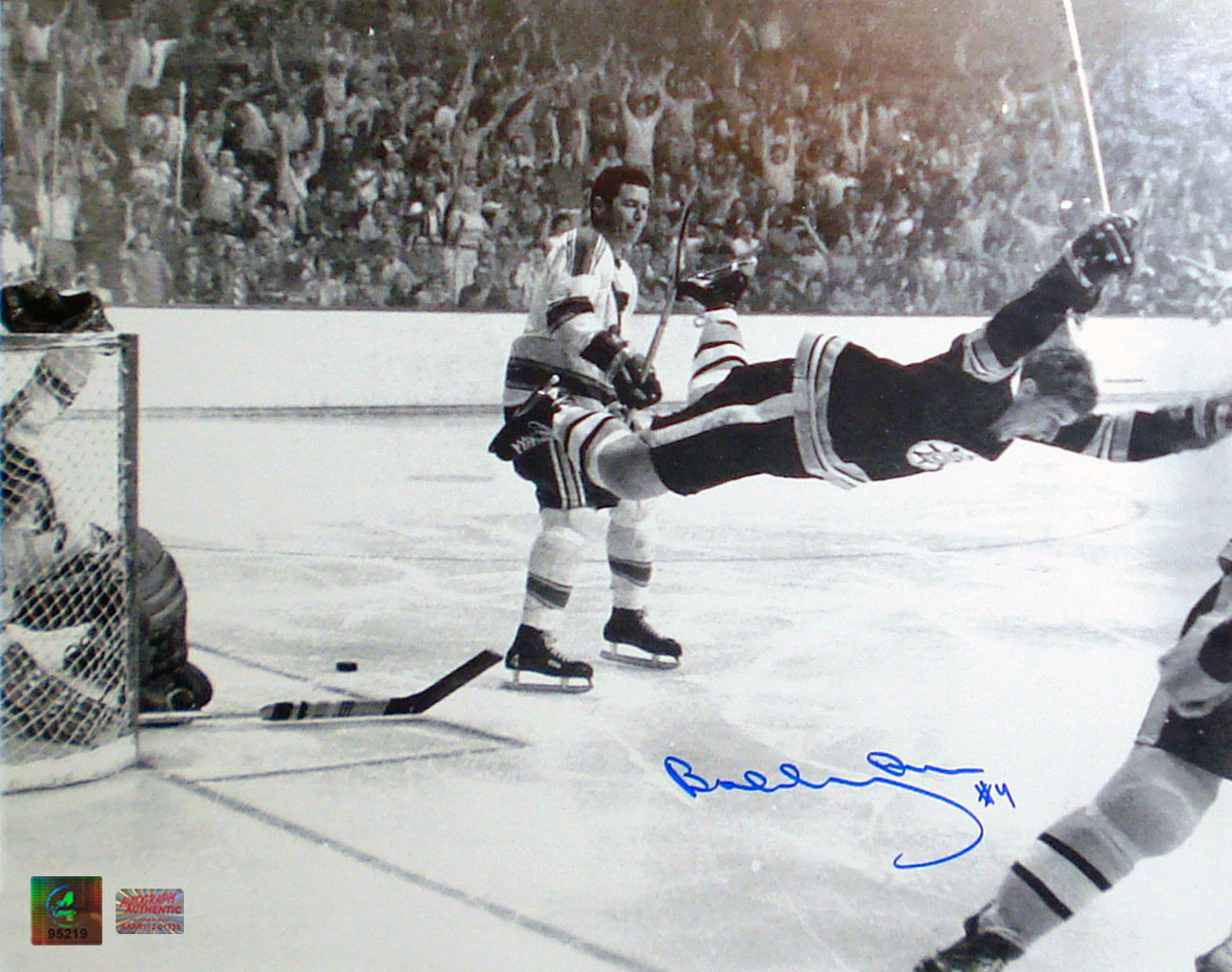 BOBBY ORR "THE GOAL" AUTOGRAPHED 11X14 PHOTOGRAPH - BOSTON BRUINS
