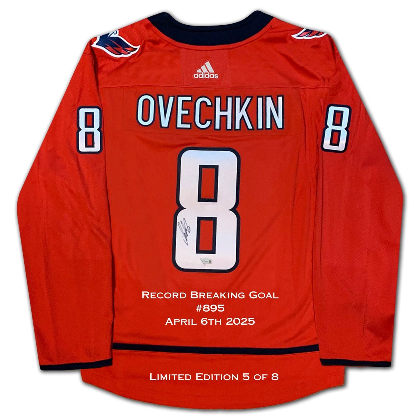 OVECHKIN SIGNED CAPITALS RED JERSEY GOAL RECORD